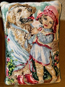 lot 169 image: Three Lovely Handcrafted Needlepoint Pillows