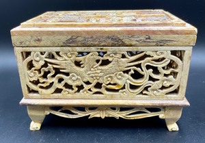 lot 168 image: Ornate Hand Carved Stone Dresser Box