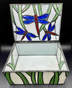 lot 179 image: Dragonfly Stained Glass Box