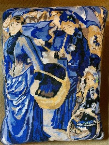 lot 178 image: 3 Colorful Handcrafted Needlepoint Pillows