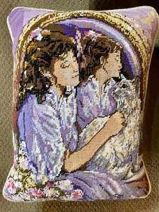 lot 199 image: 3 Beautiful Handcrafted Needlepoint Pillows