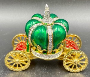 lot 243 image: Charming Carriage Bejeweled Trinket Box