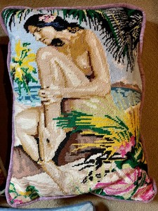 lot 249 image: Three Handcrafted Needlepoint Pillows