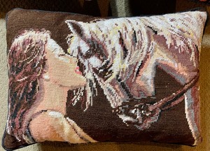 lot 274 image: 3 Neat Handcrafted Needlepoint Pillows