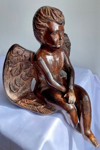 lot 283 image: Peaceful Metal Cherub Statue