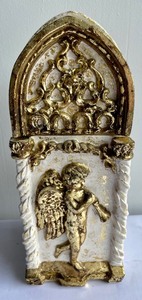 lot 291 image: Paper Mache and Wood Decorative Cherub Box