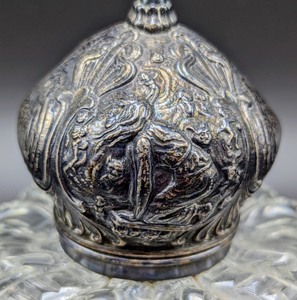 lot 53 image: Vintage Sterling Topped Cut Glass Bottle