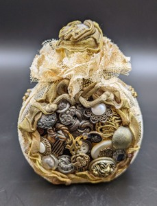 lot 56 image: Pair of Vintage Fabric CoveredEmbellished Perfume Bottles