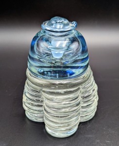 lot 57 image: Unique Designed Blue Art Glass Perfume Bottle