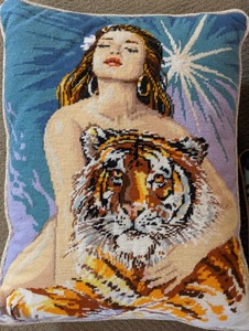lot 68 image: Three Foxy Ladies Needlepoint Pillows