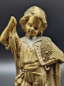 lot 69 image: Vintage Brass Fishing Boy Sculpture