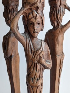 lot 84 image: Figural Art Nouveau Carved Wood StandPedestal