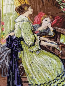 lot 88 image: Three Elegant Lady Figurine Needlepoint Pillows