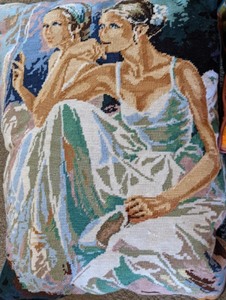 lot 313 image: Lovely Ladies Needlepoint Pillows