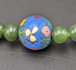 lot 326 image: Cloisonn and Jade Beaded Necklace