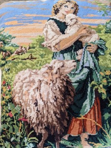lot 343 image: Three Handcrafted Vintage Needlepoint Pillows