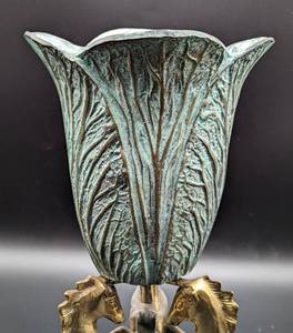 lot 346 image: Vintage Brass Horse Vase