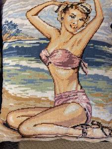 lot 365 image: Three Foxy Ladies Needlepoint Pillows
