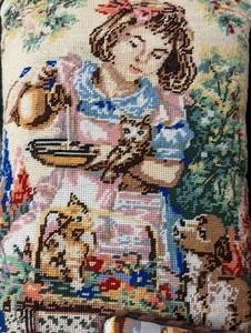 lot 392 image: Three Fun Animal Themed Needlepoint Pillows