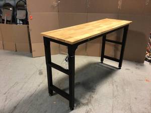 6 ft. Adjustable Height Solid Wood Top Workbench in Black for Heavy Duty Welded Steel Garage Storage System by Husky Customer Returns See Pictures