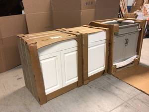 Lot of 3 Assorted Mixed Kitchen Cabinets Customer Returns See Pictures