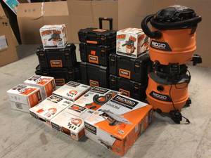 Lot of Assorted Ridgid Tools and Shop Vacs and Accessories various models and conditions Customer Returns See Pictures