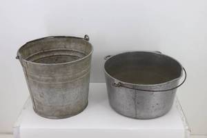 Galvenized Pail & 458 Griswold Alum Pot