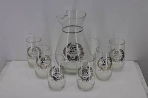 25th Anniversary Glass Pitcher & Glasses