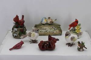 Porcelain Birds including (2) Music Boxes