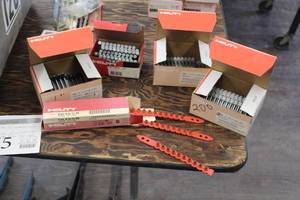 lot 255 image: Lot of (5 Partial Boxes) Nails and Caps - 1-12 Concrete Nails (x2 boxes), 2-12 Concrete Nails (x2 boxes), 27cal Short Caps (x1 box)