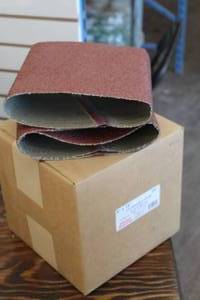 lot 232 image: Lot of (13) Easy 8 Floor Sander 8x19 24 Grit Expandable Drum Cloth Belts