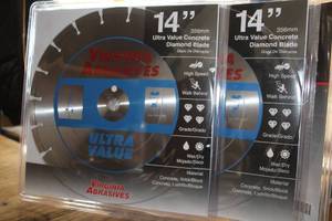 lot 211 image: Lot of (2) Virginia Abrasives Ultra Value Concrete 14 Diamond Blades (New )