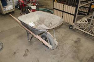 lot 340 image: Metal Wheelbarrow with Wood Handles