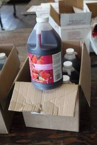lot 402 image: Lot of (6) Frusheez Strawberry Flavor Slush Mix 64-oz Plastic Bottle