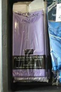 lot 446 image: Lot of (8) Touch of Color 54x108 Plastic Tablecover (in original package)