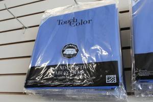 lot 437 image: Lot of (8) Touch of Color Octy-Round 82 Round Plastic Tablecover (in original package)