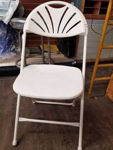 lot 493 image: Lot of (10) Palmer Snyder Resilient RS650 ResinMetal Fan Back Stackable Folding Banquet Chairs