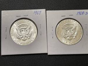 lot 4 image: 1967 and 1968-D Kennedy Half Dollars