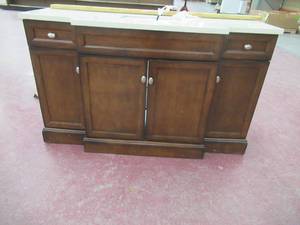 Teagen 58 in. W Bath Vanity in Dark Espresso with Cultured Stone Vanity Top in Beige with White Basin - Cracked Top, Slight Scratch and Dent.