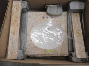 25 in. x 22 in. Stone Effects Vanity Top in Tuscan Sun with White Basin With Back and Side Splash.