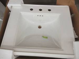 Memoirs 5-38 in. Cermaic Pedestal Sink Basin in White with Overflow Drain - Sink Basin Only.