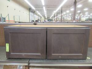 Shaker Assembled 30x12x12 in. Wall Bridge Kitchen Cabinet in Brindle - Doors need adjusting.