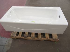 Kohler Villager 60 in. Right-Hand Drain Rectangular Alcove Bathtub in White - Enamel crackingdamage Opposite Drain-side Top.