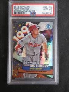 2018 BOWMAN RHYS HOSKINSBIRTHDAY CHROME BASEBALL CARD