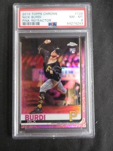 2019 TOPPS CHROME  NICK BURDI  PINK REFRACTOR BASEBALL CARD