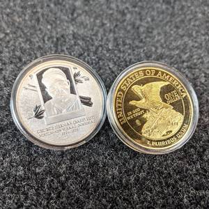(2) American Mint Collectable Coins - Lady Liberty Commemorative Coin (Copper and 24K Gold Layered) & Baseball Hall of Fame Collector Coin (Copper and Silver Plated)