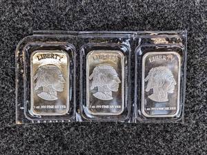 (3) 1oz .999 Fine Silver Bars