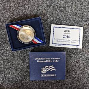 2010 1oz (90% Silver) Boy Scouts of America Centennial Uncirculated Silver Dollar in Case