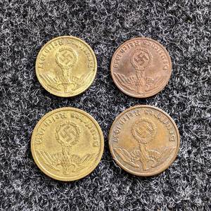German WWII Pennies - 1 Cent (1938), 2 Cent (1937), 5 Cent (1937) and 10 Cent (1939)