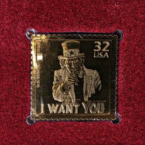 1998 32� Gold Plated Stamp - Uncle Sam - Commemorates the U.S Entering WWI in 1917
